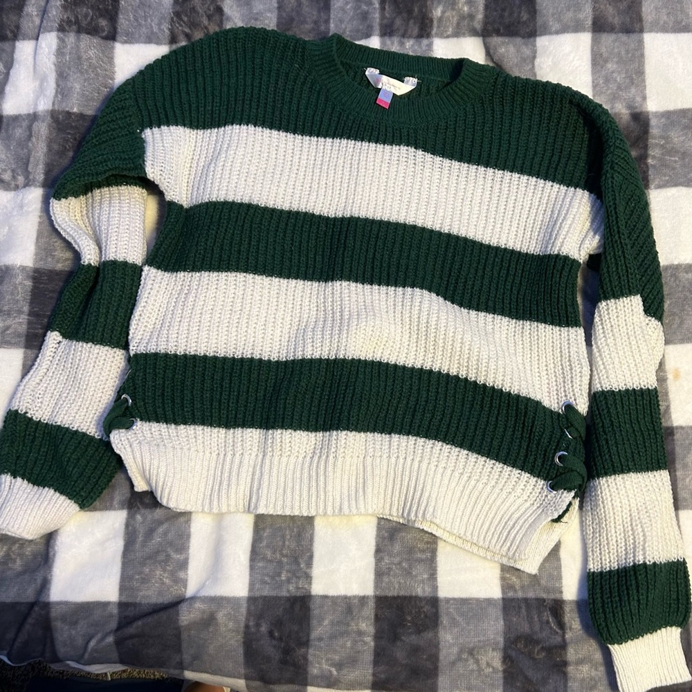 Green and white stripped sweater NOBO women’s small
